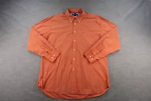 Camisa Tommy Hilfiger para hombre XL naranja a cuadros logotipo con botones 100 algodón - Imagen 1 de 9