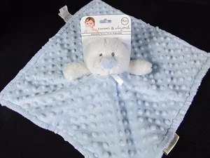 Blankets & Beyond Lovey Blue Minky Dot White Bear Security White Ribbon NEW - Picture 1 of 6