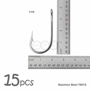 15 un. ganchos de acero inoxidable de pesca 7691S talla 11/0 ganchos de atún del sur para caza grande - Imagen 1 de 6