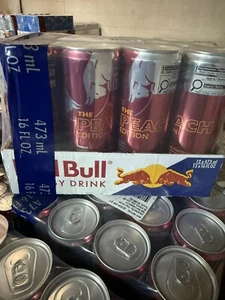 Red Bull Peach Nectarine 16 fl oz, (473 ml) 12 latas descontinuadas DIFÍCIL ENCONTRAR 🍑 - Imagen 1 de 4