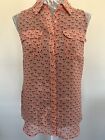 Ladies Pink Owl Print Sleeveless Button Up Top Blouse By Next Size 8
