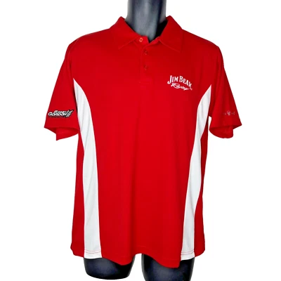Polo masculino Jim Beam Racing Robby Gordon Motorsports manga curta tamanho M vermelho branco - Imagem 1 de 4