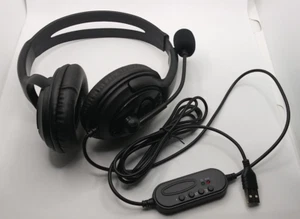 USB Computer Laptop PC Headset Wired Headphones Noise Cancelling With Mic - Picture 1 of 3