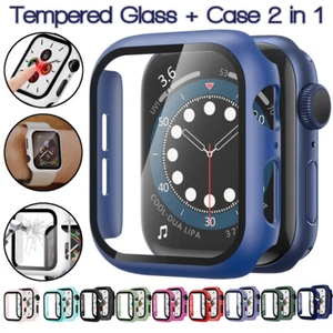 Temper Glass Case For Apple Watch Ultra2 Ultra 9 8 7 6 5 SE Hard Cover Full Body - Picture 1 of 19