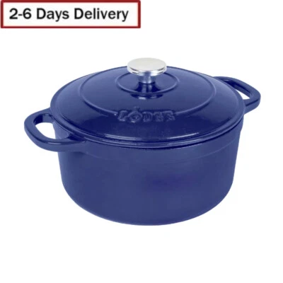 New Lodge Cast Iron 5.5 Qt Enameled Dutch Oven Roaster Cookware With Lid Indigo