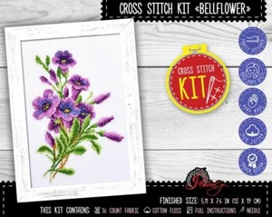 Bellflower cross stitch kit - Flowers embroidery kit with counted pattern - Picture 1 of 9