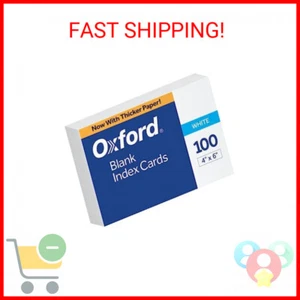 Oxford Blank Index Cards, 4" x 6", White, 100/Pack - Picture 1 of 2