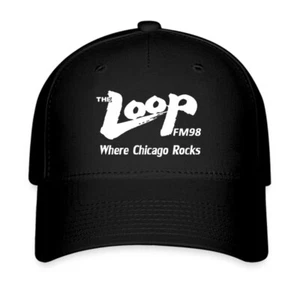 The Loop FM 98 Radio Logo Black Hat Twill Cap Baseball Cap Size S/M & L/XL - Picture 1 of 4