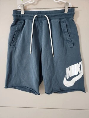 Nike Sportswear Shorts Men S Teal French Terry Sweats Pullon Drawtring Cutoff 9" - Image 1 of 4