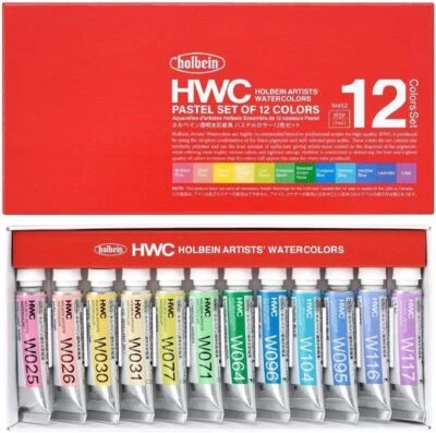 Holbein Artists Transparent Watercolors Paint 5ml 12 color set W452 Pastel Color - Image 1 of 4