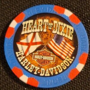 Harley Poker Chip    HEART of DIXIE HD   PELHAM AL     BLUE & WHITE