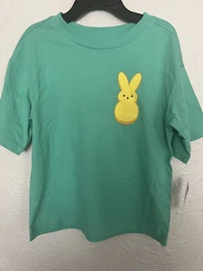 NWT Easter Peeps, Bunny T-shirt Green/Multi "WHERE MY PEEPS AT?" XS 4/5 - Picture 1 of 5