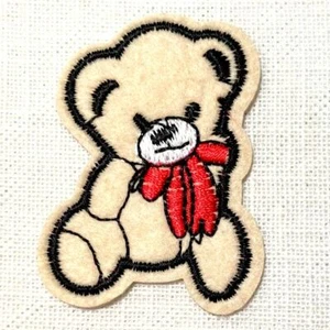 ÉCUSSON PATCH thermocollant, OURSON Noeud rouge ** 4 x 5,5 cm ** Applique - Imagen 1 de 1
