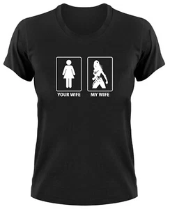 Themyscira Your Wife My Wife Damen T-Shirt Deine Frau Meine Frau Wonder Woman DC - Foto 1 di 1