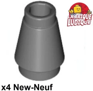 Lego 4x Cone 1x1 with Top Groove gris foncé/dark bluish gray 4589b NEUF - Picture 1 of 1