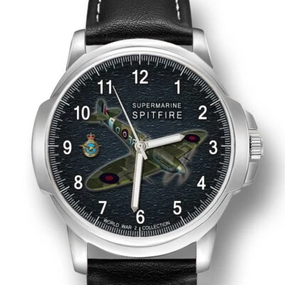 SUPERMARINE SPITFIRE AIRCRAFT RAF MEN'S  WATCH BIRTHDAY ANNIVERSARY GIFT - Image 1 of 4