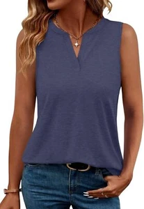 Women's Casual V Neck Sleeveless Tank Tops - Summer Blouse Essentials - Picture 1 of 23