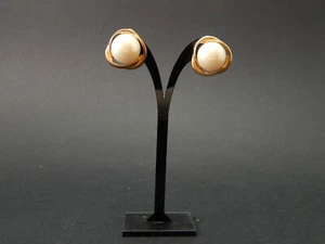 VINTAGE BIJOUX GIOIELLI ORECCHINI DORATI CON PERLA - Imagen 1 de 7