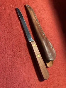 Wood Handle Filet knife 4-1/2 in Thin Blade Light Weight W/Sheath - Picture 1 of 5