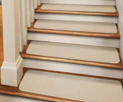 Set of 15 ADHESIVE Carpet Stair Treads IVORY CREAM runner rugs - Image 1 of 4