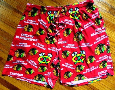 Pantalones Cortos CHICAGO BLACKHAWKS Hockey NHL Algodón Rojo Talla L Cintura Elástica con Bolsillos Foto 1 de 4