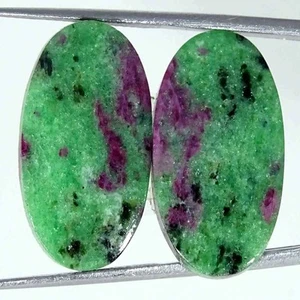 29.10Cts Natural Ruby in Zoisite Oval Pair Cabochon Loose Gemstone - Picture 1 of 5