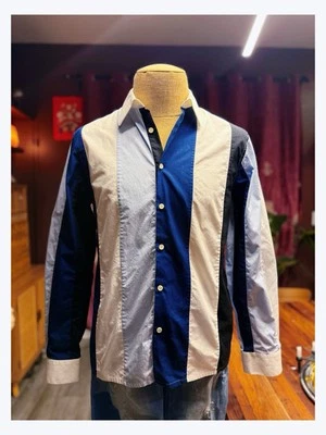 Sandro Paris Colorblock Stripe Shirt – Designer Men’s Button-Up - Image 1 of 4