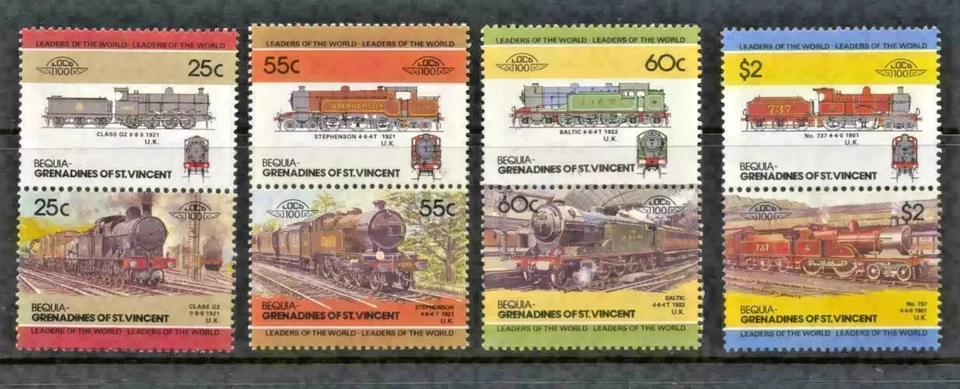 GRENADINES OF ST VINCENT - BEQUIA 1985 RAILWAYS OF THE WORLD (3RD SERIES)-  MNH - Image 1 of 1