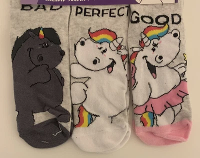NEU PUMMELEINHORN 3 PAAR DAMEN SNEAKERSOCKEN 39-42 COMIC STRÜMPFE UNICORN