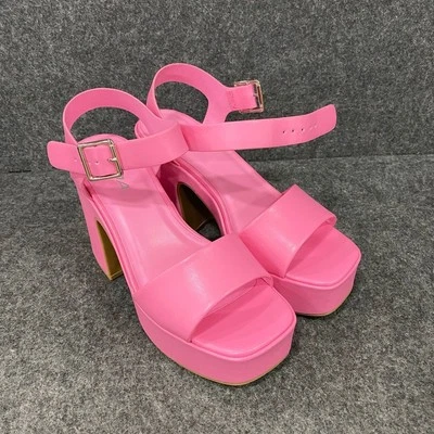 Sandalias de tacón alto gruesas con plataforma con correa al tobillo SODA Launch para mujer 7 Foto 1 de 4