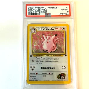 2000 Pokemon "Erika's Clefable" Holo 1st Edition Gym Heroes #3 NM-MT PSA 8 - Picture 1 of 6