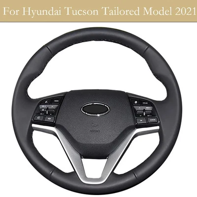 DIY Hand-Stiched Car Steering Wheel Cover For Hyundai Tucson Tailored Model 2021 Foto 1 de 4