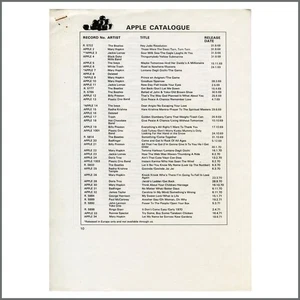 The Beatles Apple Records 1971 Catalogue Supplement (UK) - Picture 1 of 1