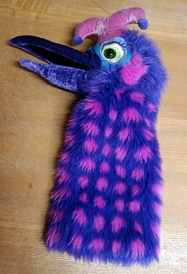 The Puppet Company Purple Pink Dazzle Jester Bird + Squeak Soft Plush Toy 16” - Image 1 of 4
