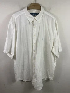 Camisa Polo Ralph Lauren Para Hombres 3XB Seersucker Blanco Azul Pony - Imagen 1 de 7