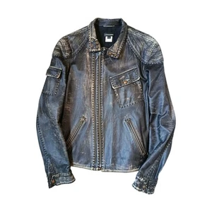 Guaglianone AW2002 Archive Asymmetric Distressed Goatskin Black Leather Jacket M - Picture 1 of 13