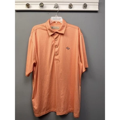 Donald Ross Polo Shirt Mens XL Orange White gingham Embroidered Golf Casual - Image 1 of 4