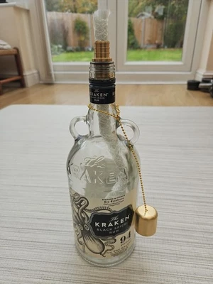 Kraken Alcohol Bottle Tiki Torch Oil Lamp Candle with Lid New for Garden or Home - Image 1 of 3