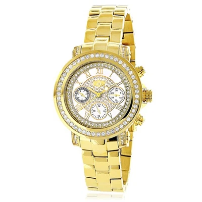 Reloj Mujer Acero Inoxidable Diamante | Luxurman Montana 37 mm | Esfera Blanca Foto 1 de 4