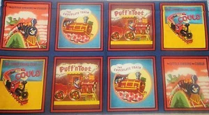 Little Engine that Could Square Blocks Quilt Panel Cotton Fabric Another Spin - Picture 1 of 1