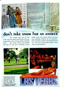 "Las Vegas Don't Take Snow Vintage 1974 Anuncio Impreso Original 8,5 x 11" - Imagen 1 de 3
