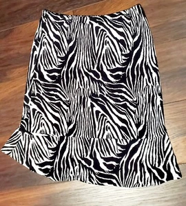 CATO Zebra Print Black & White Flare Knee Length Pull Women's Skirt - Small - Picture 1 of 2