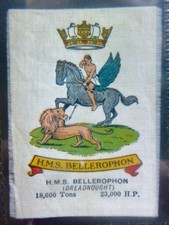 MORRIS WW1 SILK "BATTLESHIP CRESTS" H.M.S. BELLOROPHON 'SCARCE'