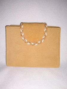 Portafoglio vintage anni 70 pelle scamosciata marrone tasca a scatto e apertura nuovo vecchio magazzino - Foto 1 di 4