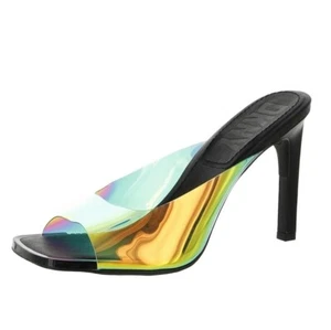 DKNY Womens 8.5 M Gasoline Vinyl Multicolor High Heel Dress Sandals NIB GR4 - Picture 1 of 6