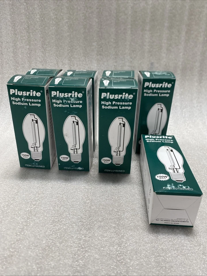 150w High Pressure Sodium Medium Base Plusrite Bulbs RELIABLE and Durable Clear