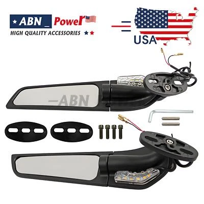 Rearview Wind Wing Mirrors Lights For Suzuki GSXR600 GSXR750 GSXR250R Adjustable - Изображение 1 из 4