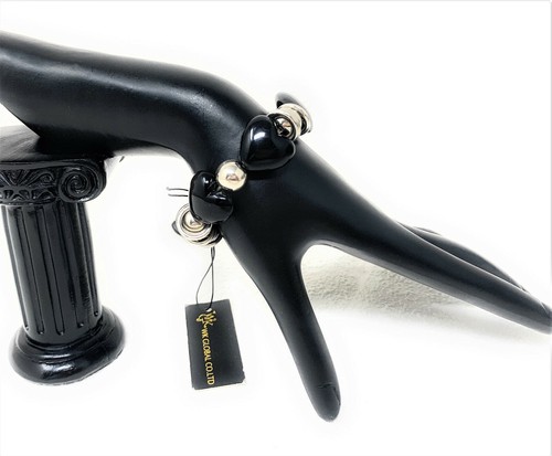 CHROME HEARTS SGOMBERO! OFFERTA! BRACCIALE ELEGANTE ELASTICO ELASTICO NERO E CROMO CUORE