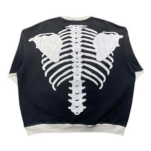 Kapital Two Tone Bone Crewneck Sweatshirt Black - Picture 1 of 5