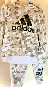 Adidas Boys XL 18/20 White Camouflage Sweatsuit Big Boys Extra Large -PRE-OWNED - Picture 1 of 15